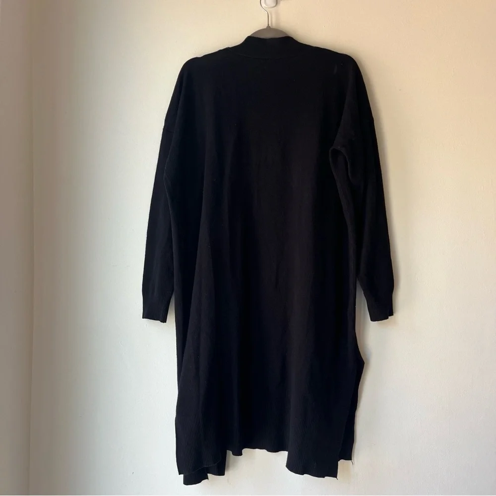 Dreamers by Debut Black Longline Open Front Cardigan Women’s M/L Pockets Cozy - Picture 8 of 9